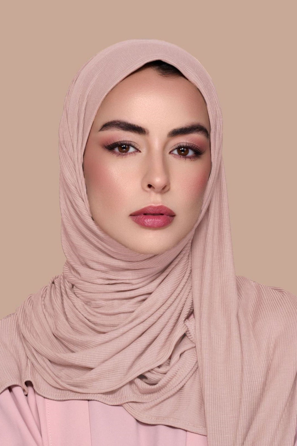 Ribbed Hijab Soft Rose