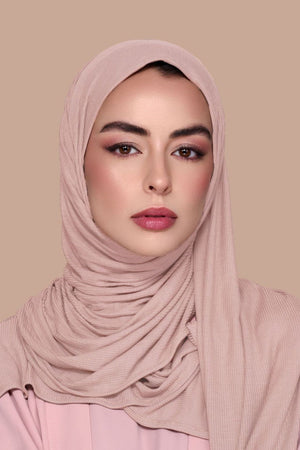 Ribbed Hijab Soft Rose