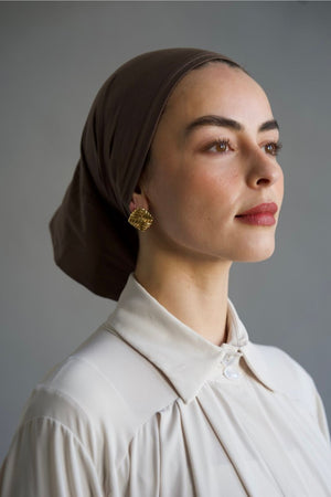 Premium Chiffon Hijab with Bone "walnut"