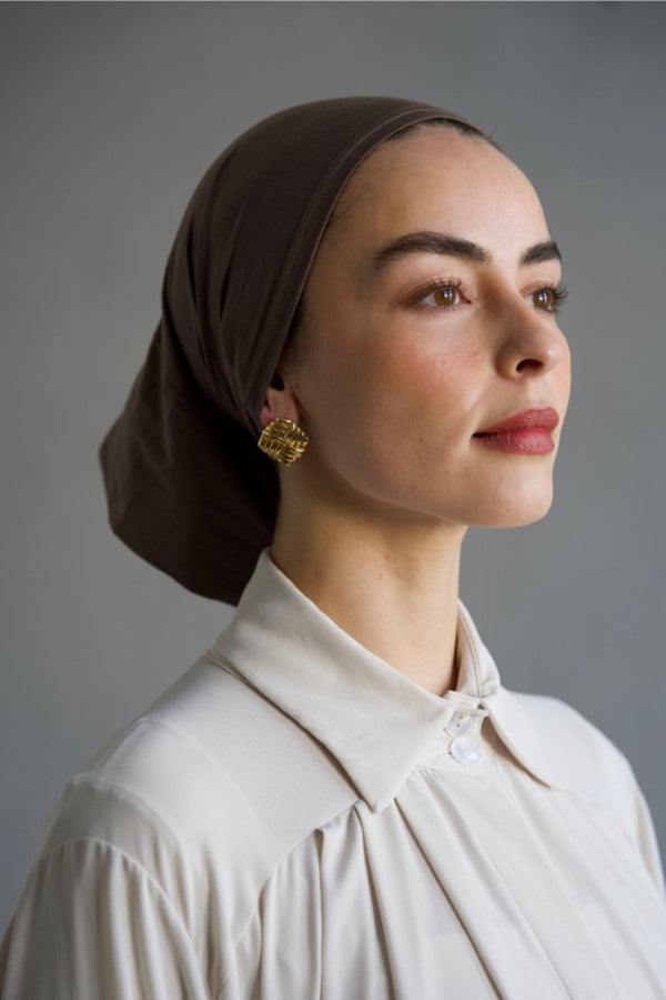 Premium Chiffon Hijab with Bone "walnut"