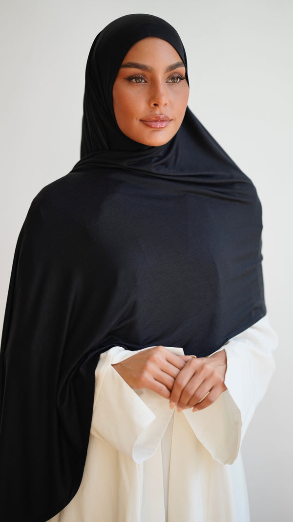 Instant Premium Jersey Hijab Black