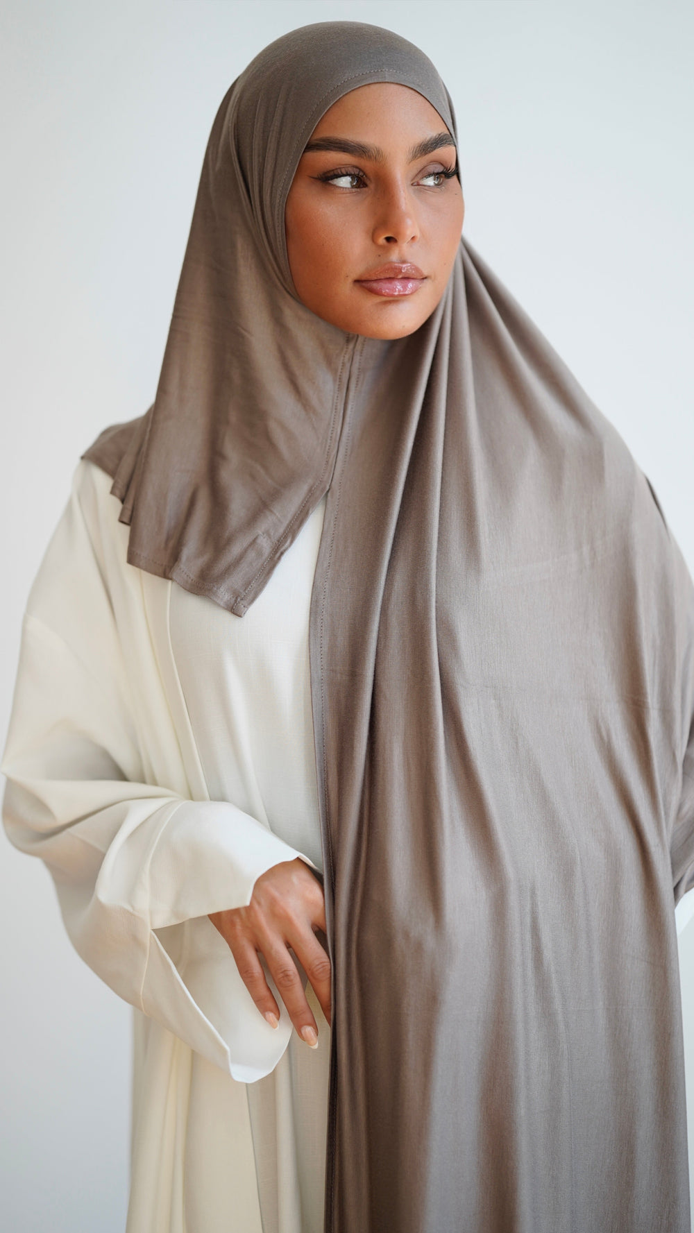 Instant Premium Jersey Hijab Taupe