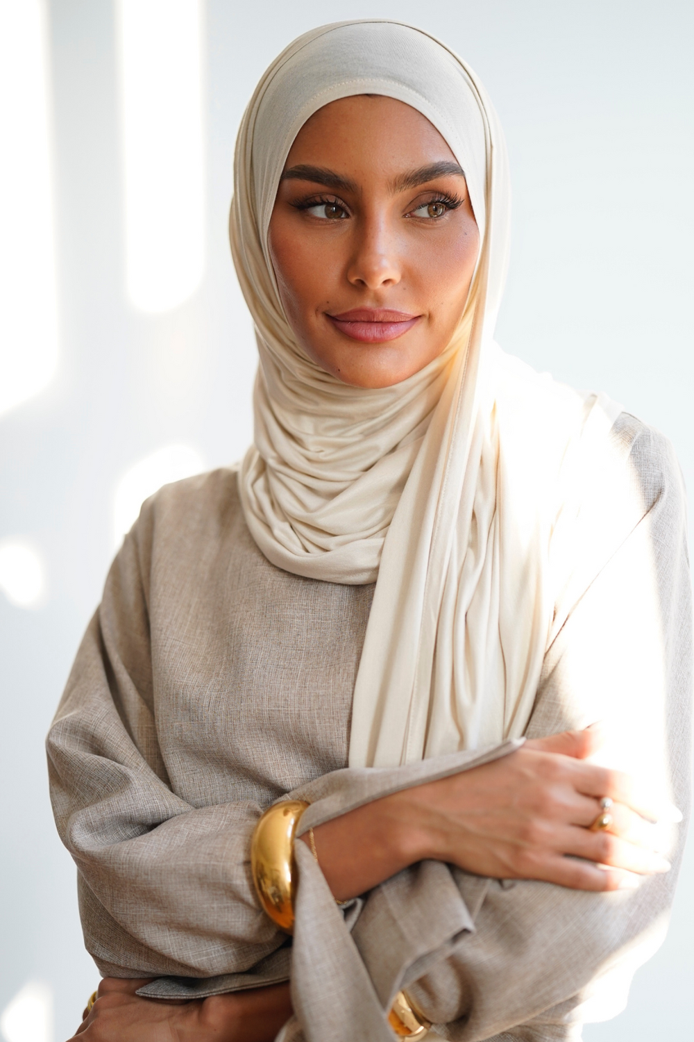Instant Premium Jersey Hijab Off-White